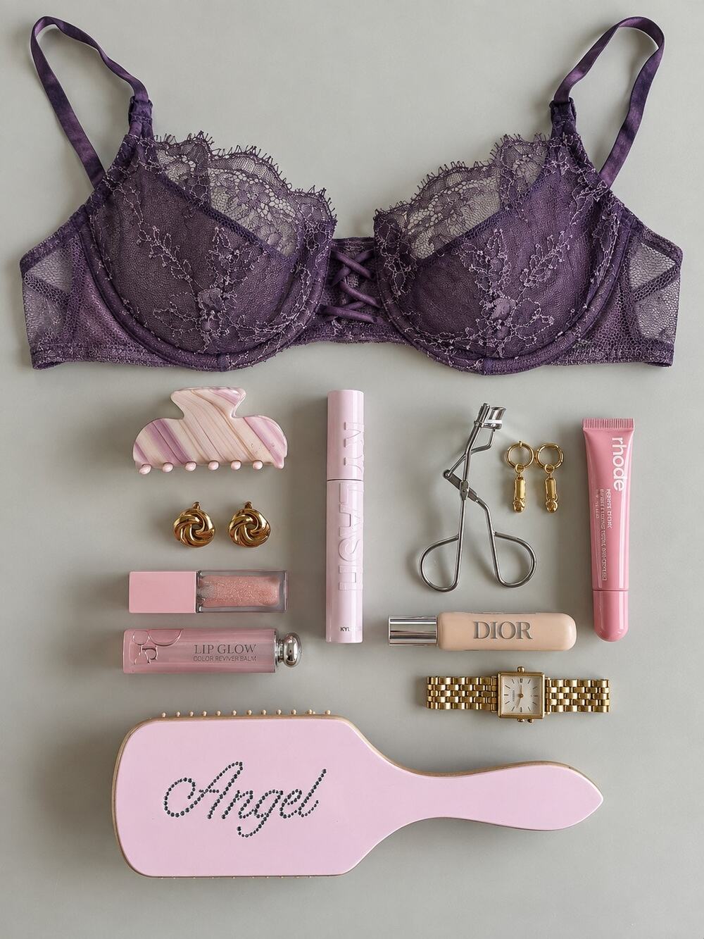 Archival La Perla Plum Amethyst Lace Balconette Corset Lace-Up Lingerie Bra Y2K